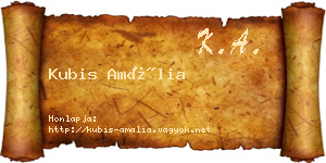 Kubis Amália névjegykártya